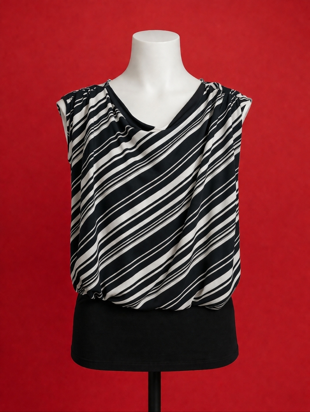 NWOT Chico's NavyWhite Striped Blouse Size 2 (XL) Nautical Resort Wear Cruise